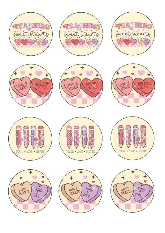 Valentines Teacher #26 Icing Sheet Cupcake Toppers