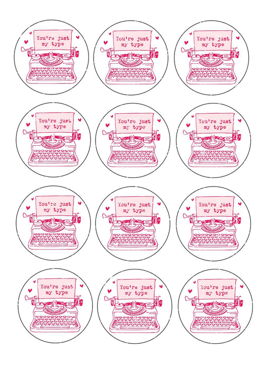 Typewriter Icing Sheet Cupcake Toppers