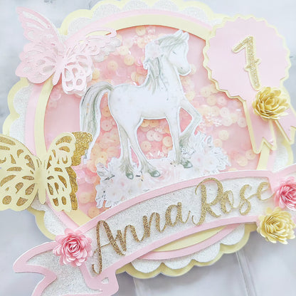 Horse Sequin Shaker Cake Topper