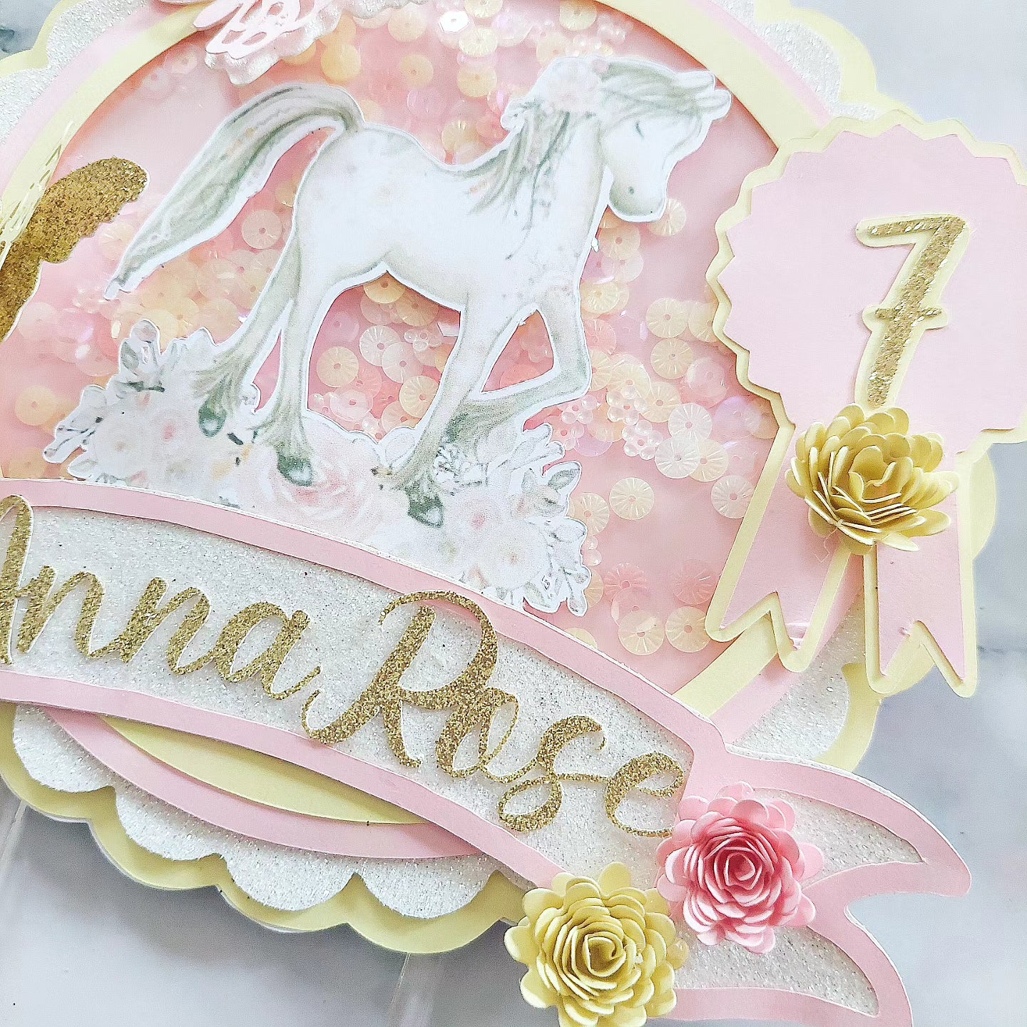 Horse Sequin Shaker Cake Topper