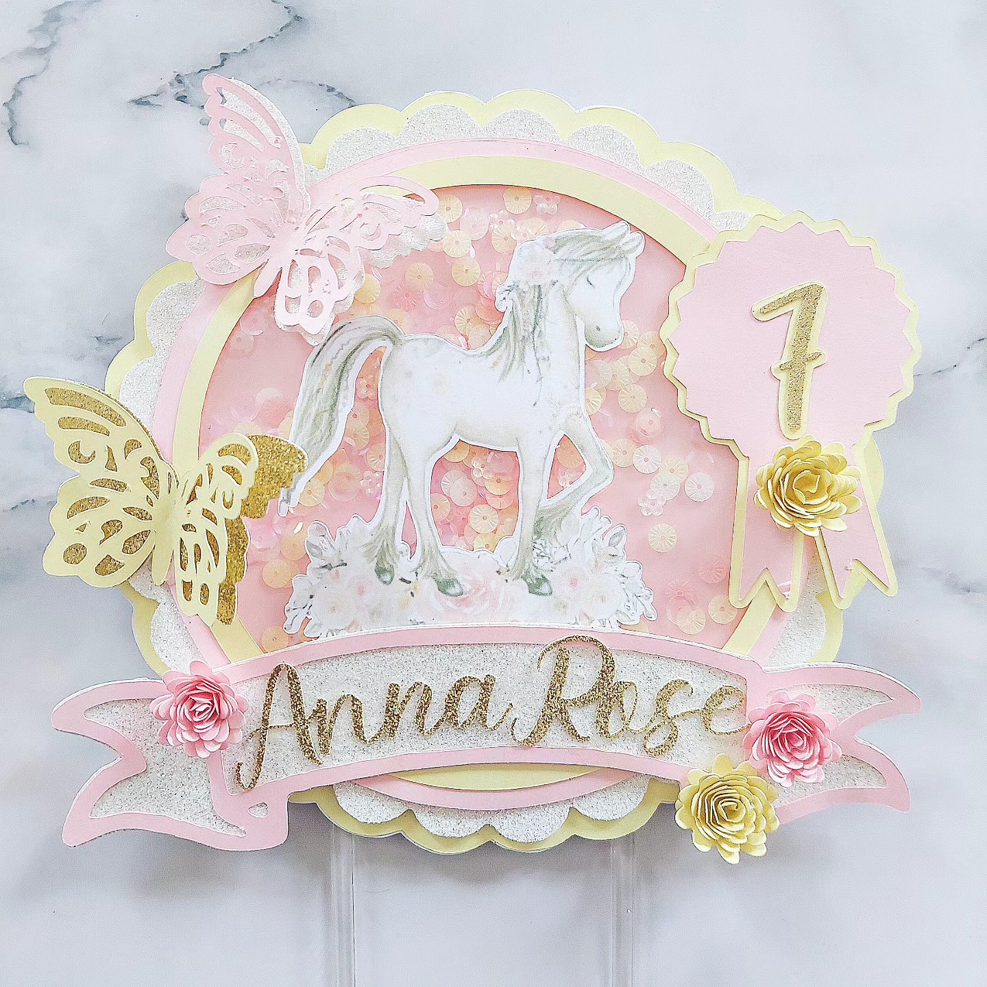 Horse Sequin Shaker Cake Topper