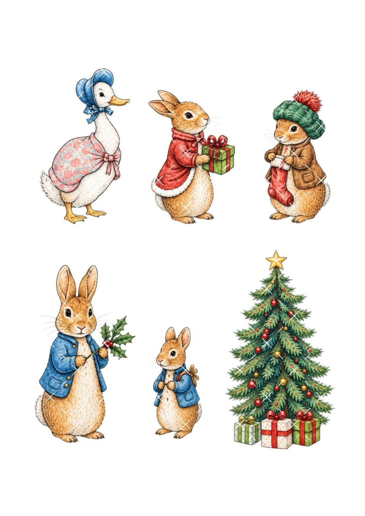 Christmas Rabbit Characters Icing Sheet