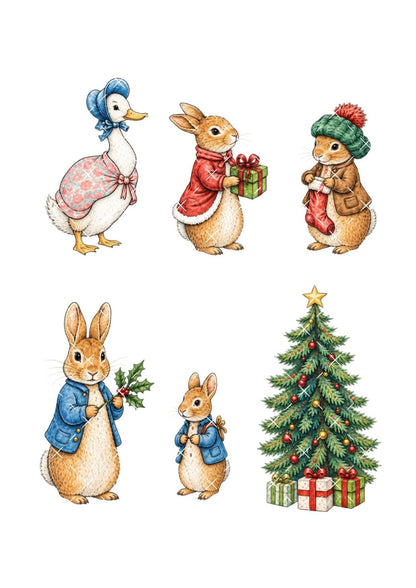 Christmas Rabbit Characters Icing Sheet