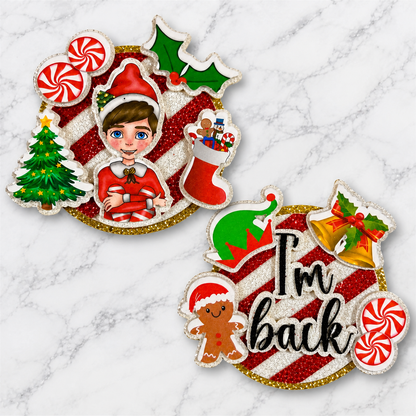 Elf I'm Back Luxury Layered Card Cupcake Toppers Set of 2