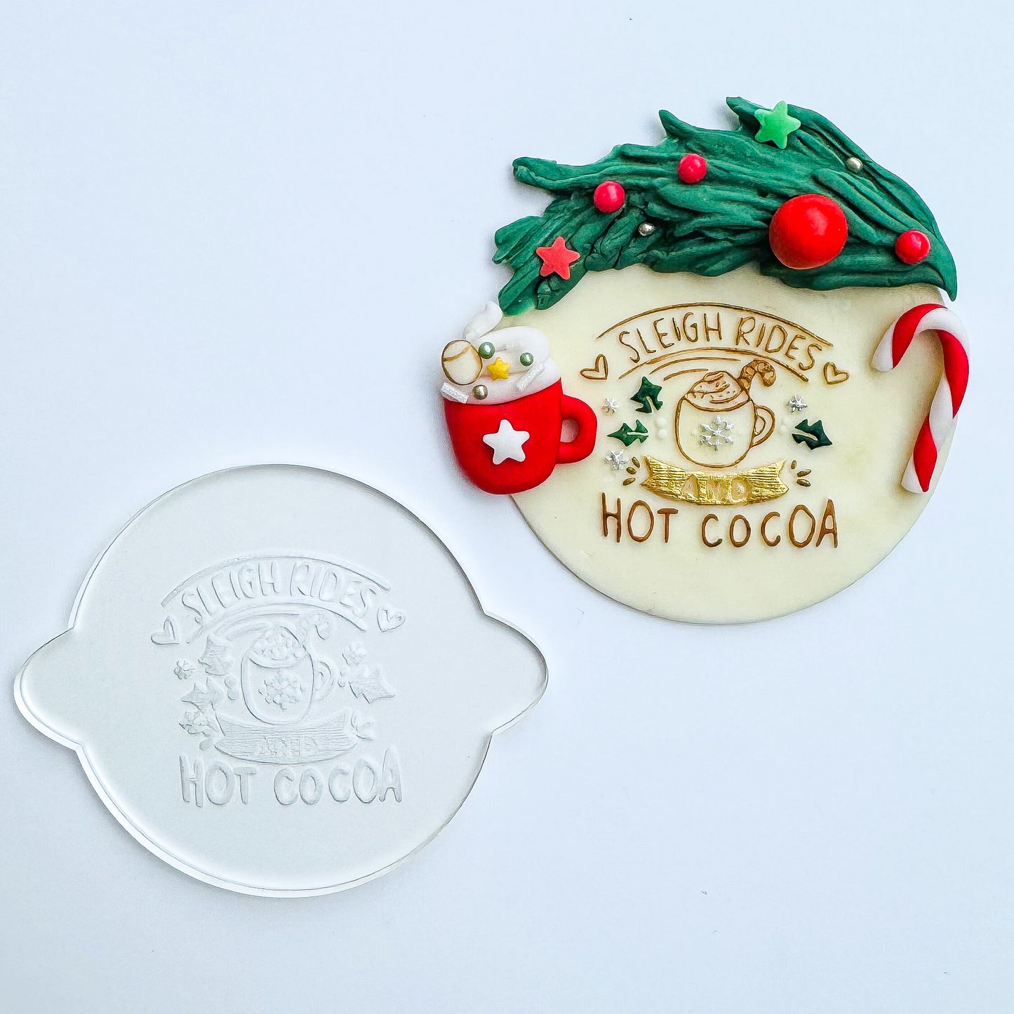 Sleigh Rides and Hot Cocoa Debosser Stamp