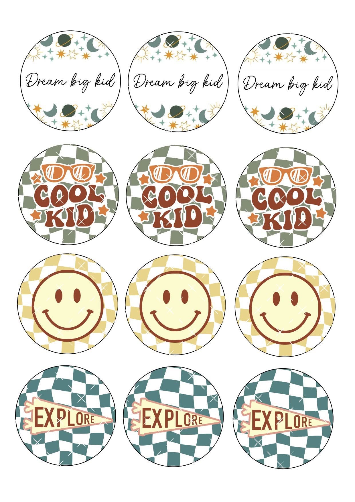 Cool Kid Icing Sheet Cupcake Toppers