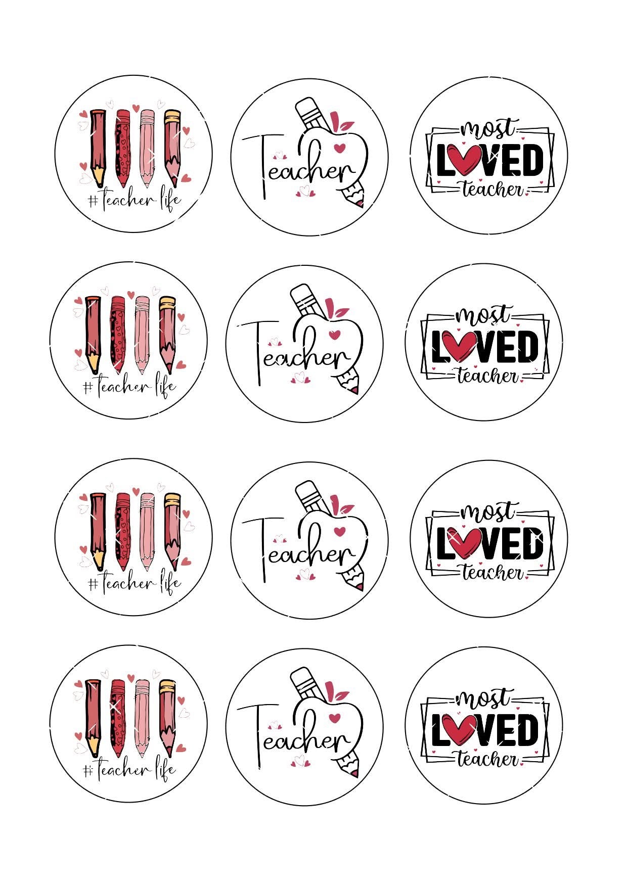 Valentines Teacher Icing Sheet Cupcake Toppers