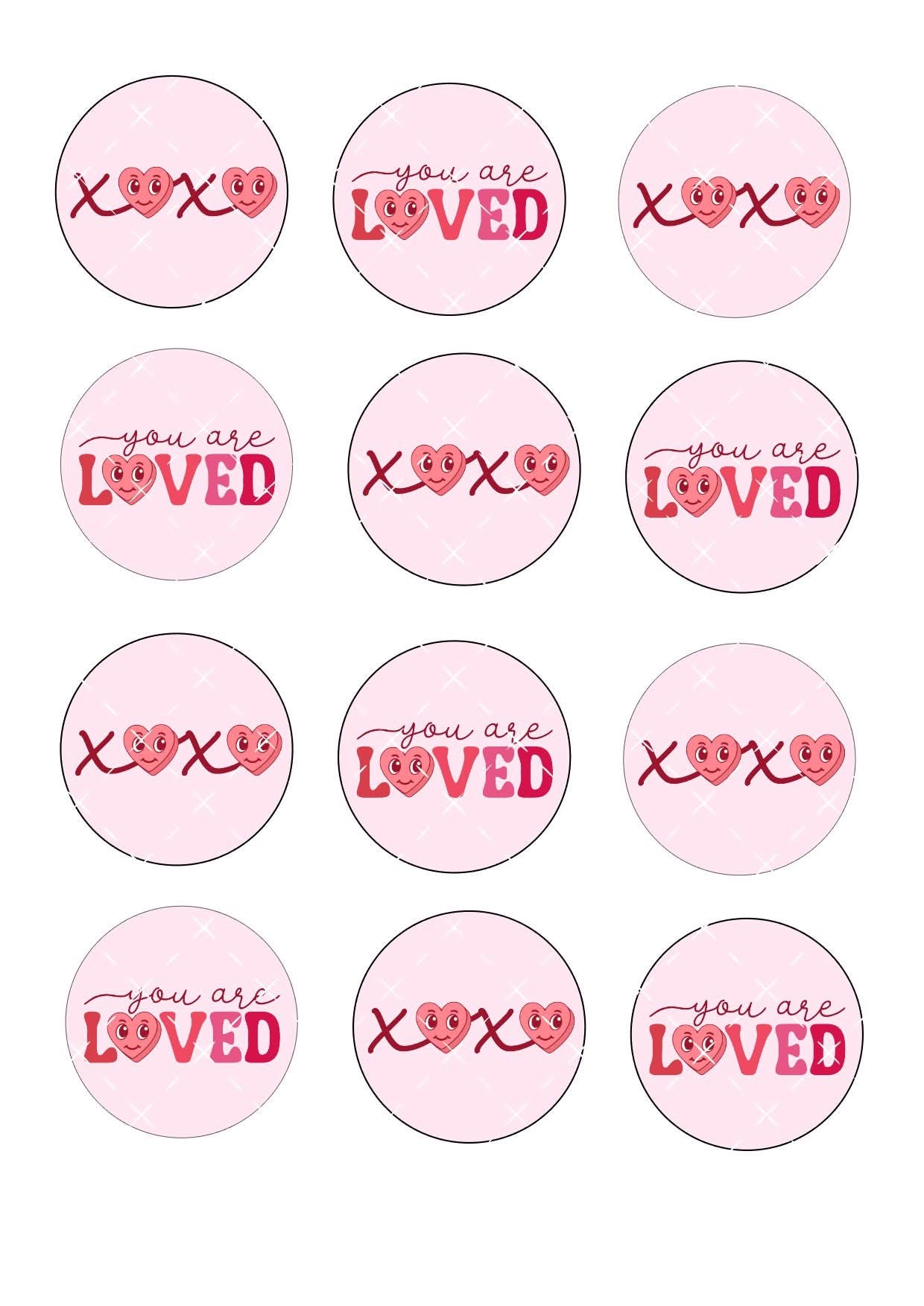 You Are Loved Valentines Icing Sheet Cupcake Toppers