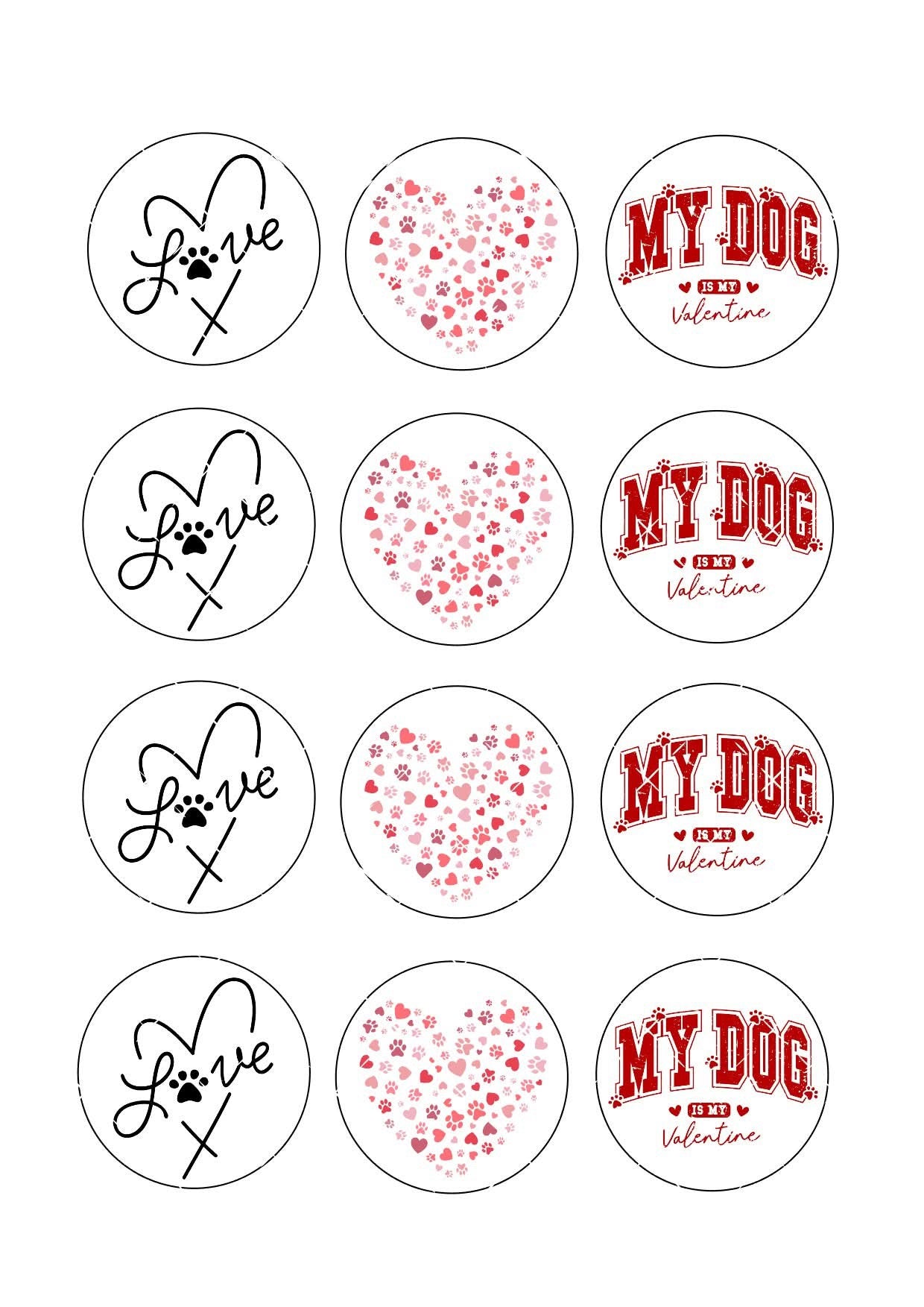 My Dog Is My Valentine #2 Icing Sheet Cupcake Toppers