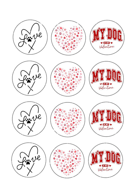 My Dog Is My Valentine #2 Icing Sheet Cupcake Toppers