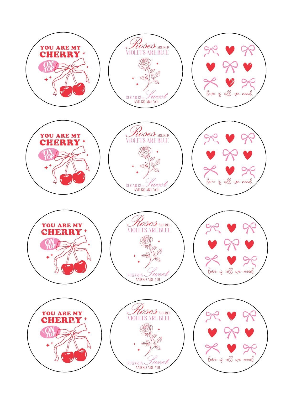 Valentine Quotes Icing Sheet Cupcake Toppers