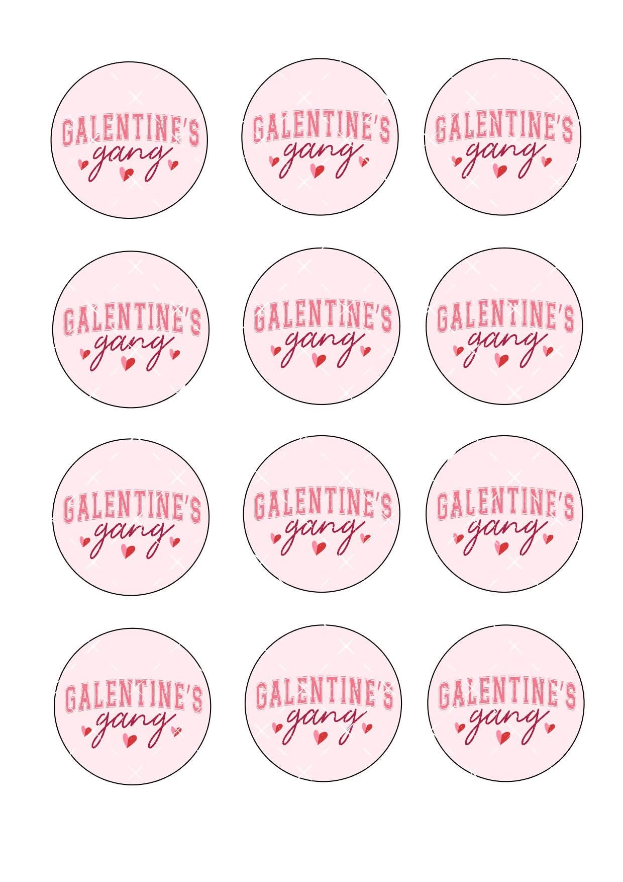 Galentines Gang Valentines Icing Sheet Cupcake Toppers