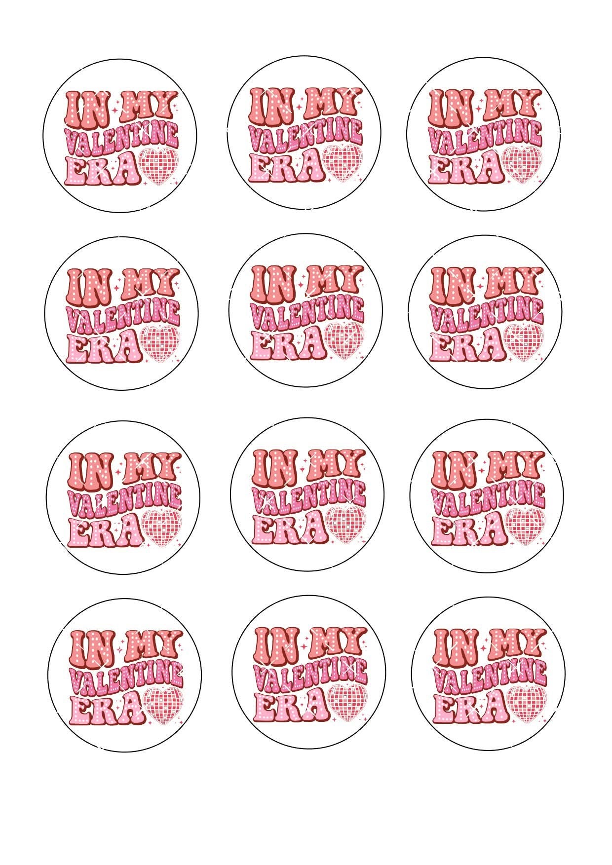 In My Valentine Era Icing Sheet Cupcake Toppers