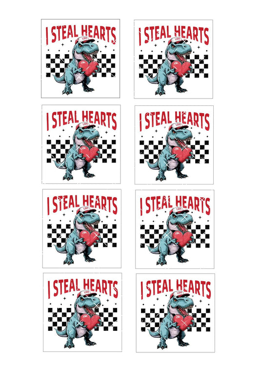 I Steal Hearts Dinosaur Valentines Icing Sheet CupcakeToppers