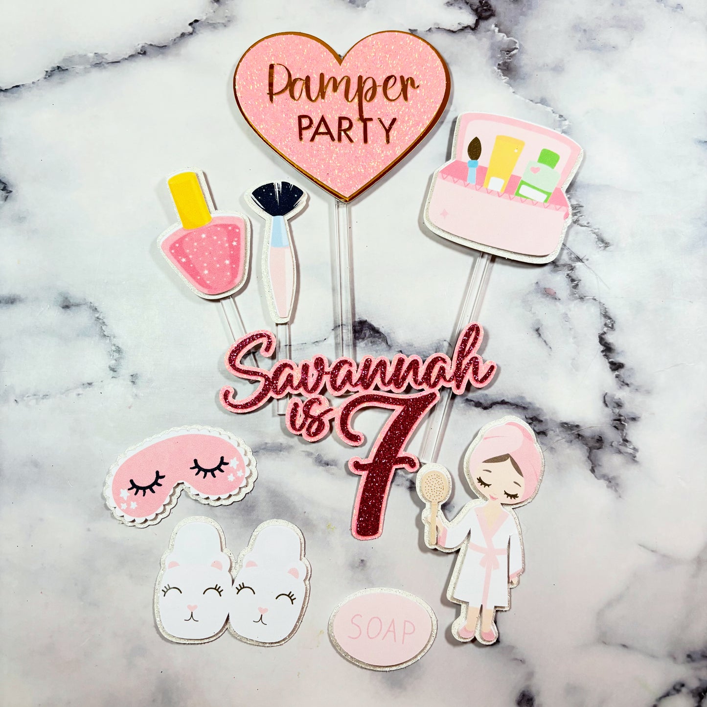 Pamper Party Spa Card Cake Topper Set