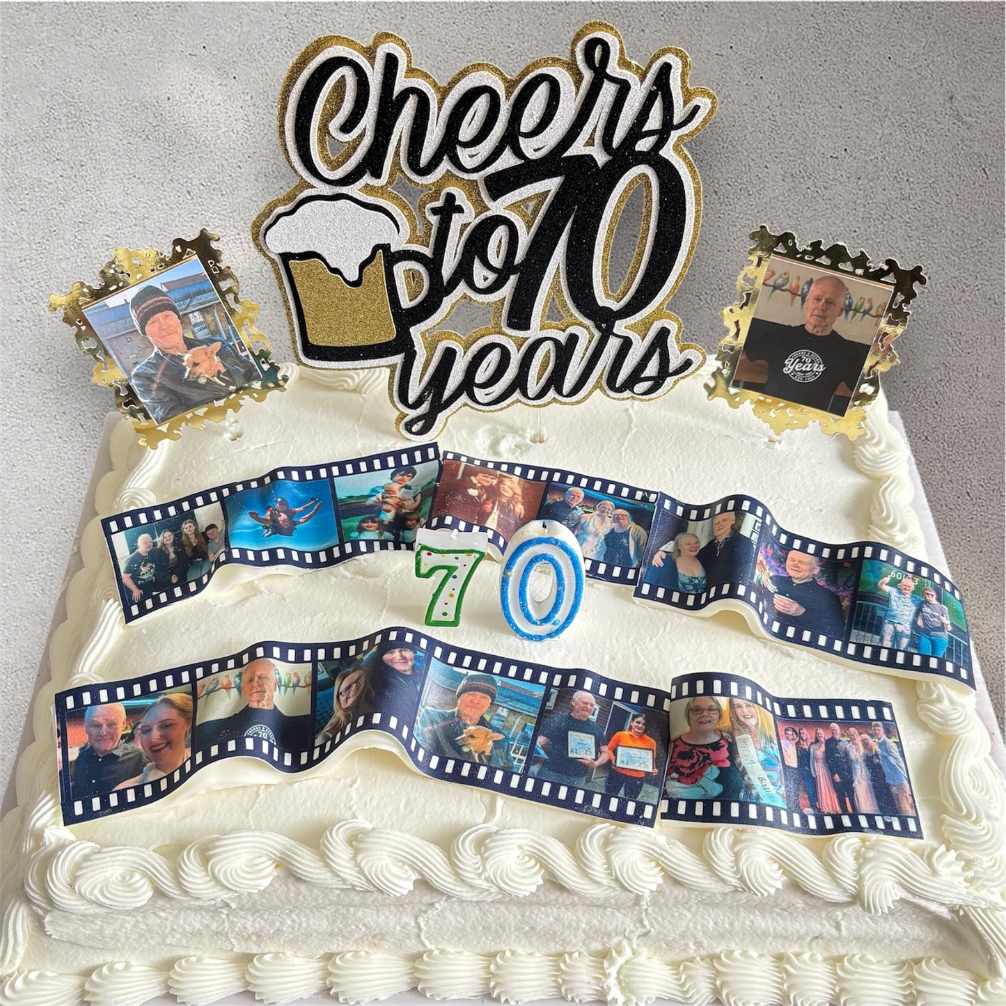 Beer Cheers glitter card cake topper