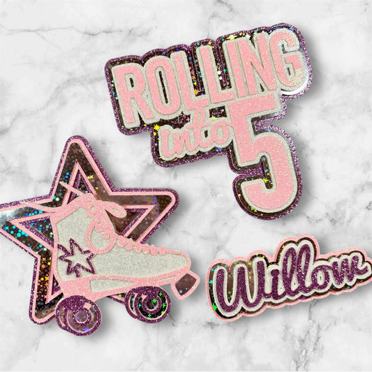 Roller Skate Cake Topper Set