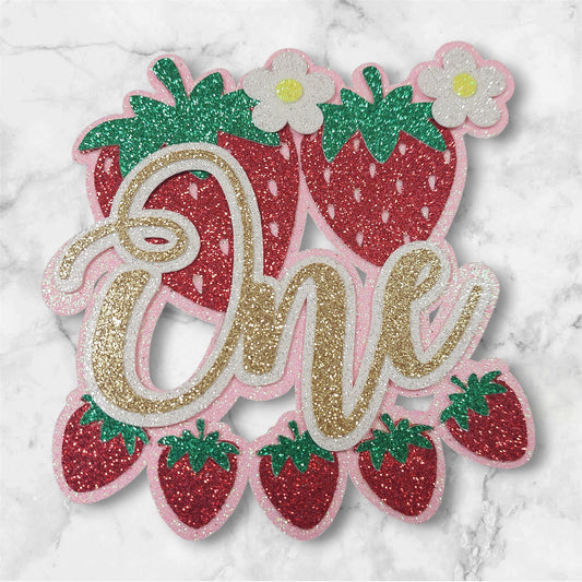 Strawberry Glitter Card Cake Charm