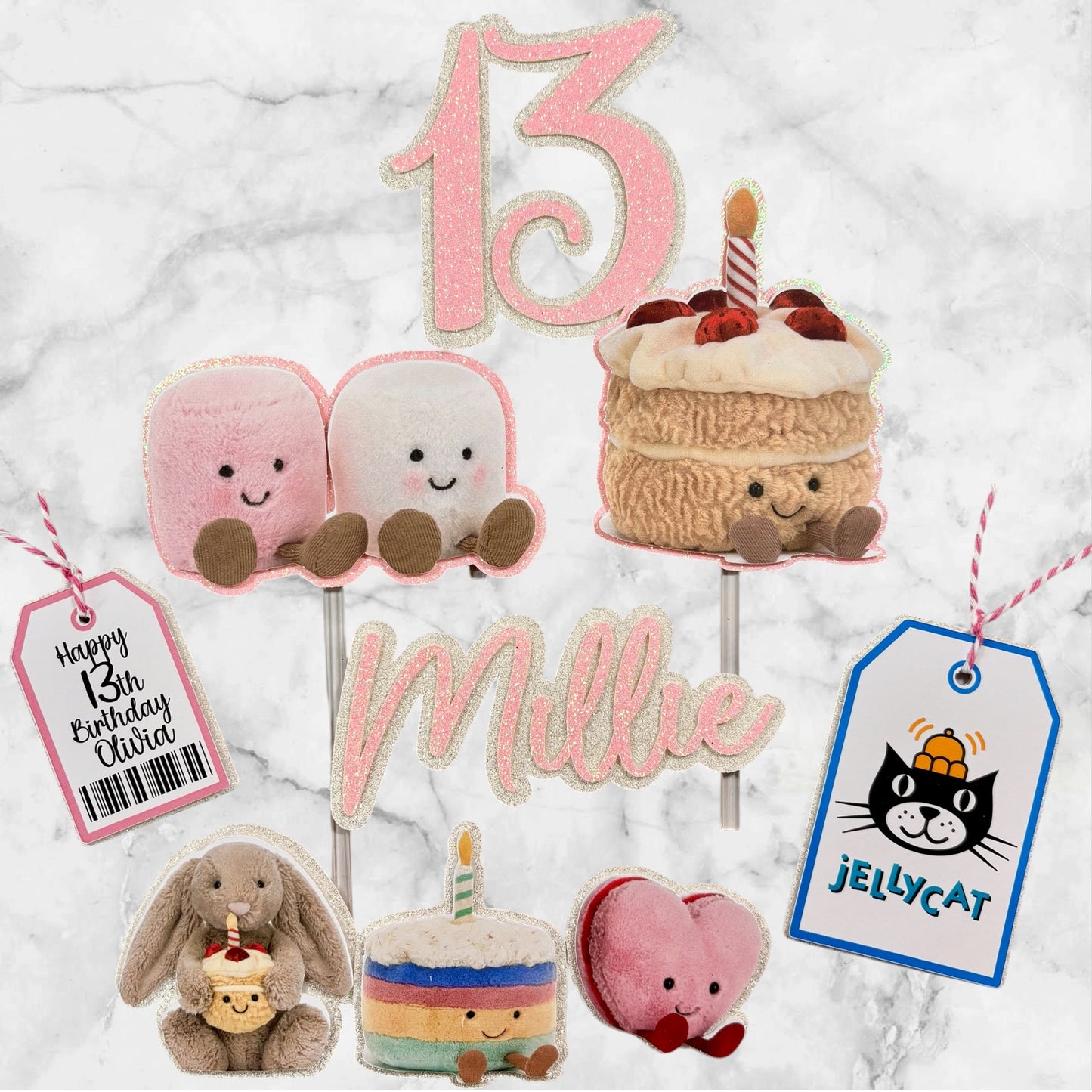 Jellycat Card  Cake Topper Set #2