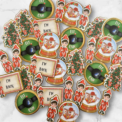 Elf I’m back Card Cupcake Topper Set