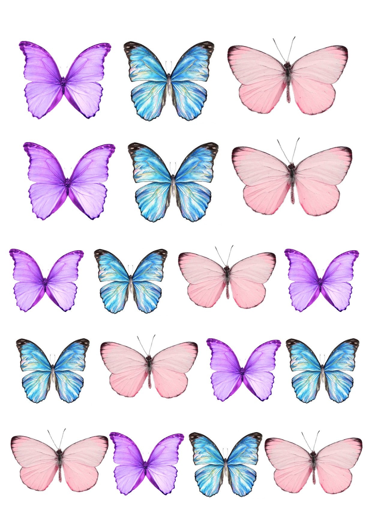 Pastel #2 Rice Paper Butterfly Toppers