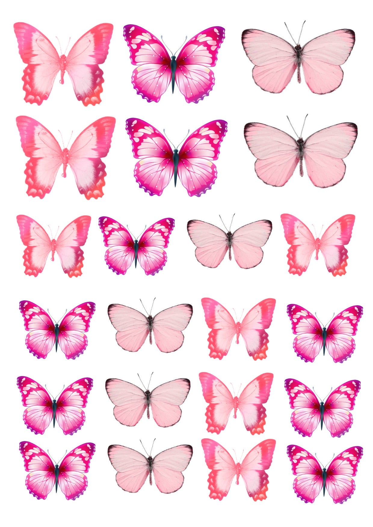 Pink Rice Paper Butterfly Toppers