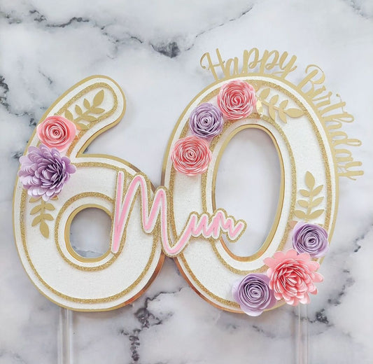 Floral Number Cake Topper