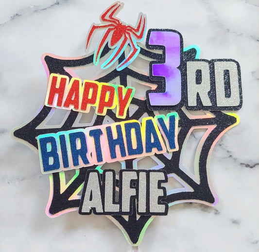 Holographic Spider Web Superhero Cake Topper