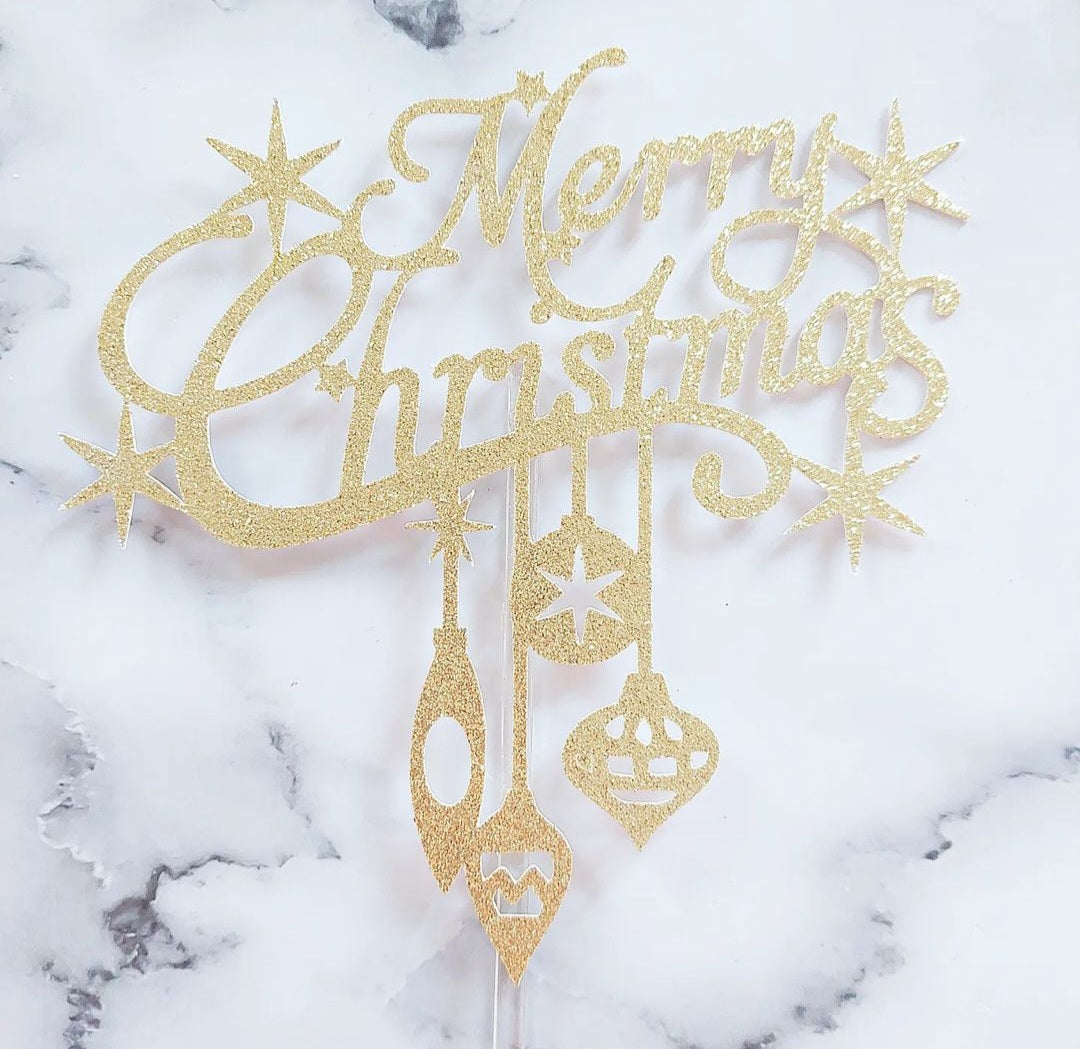 Merry Christmas Card Cake Topper #3