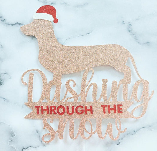 Christmas Dachshund Glitter Card Topper