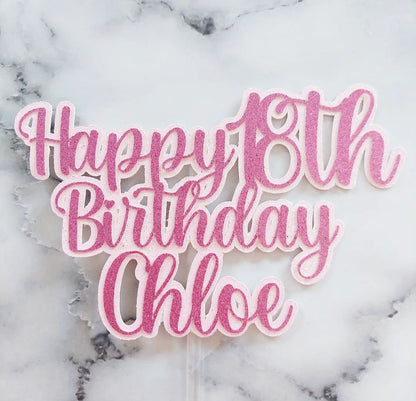 Double Layered Custom Text Glitter Card Cake Topper Font #2