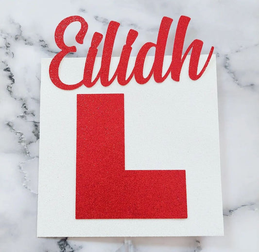 Learner Plate Glitter Card Cake Topper