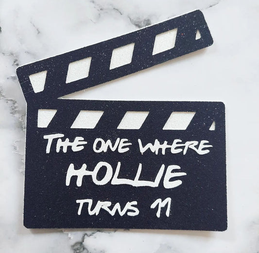 Clapperboard Glitter Card Cake Topper