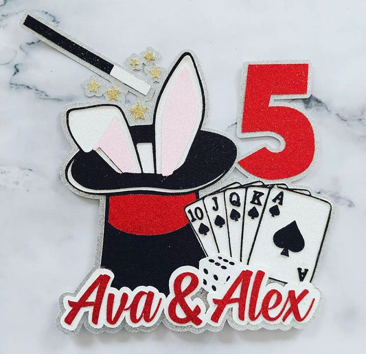 Magic Show Glitter Card Cake Topper