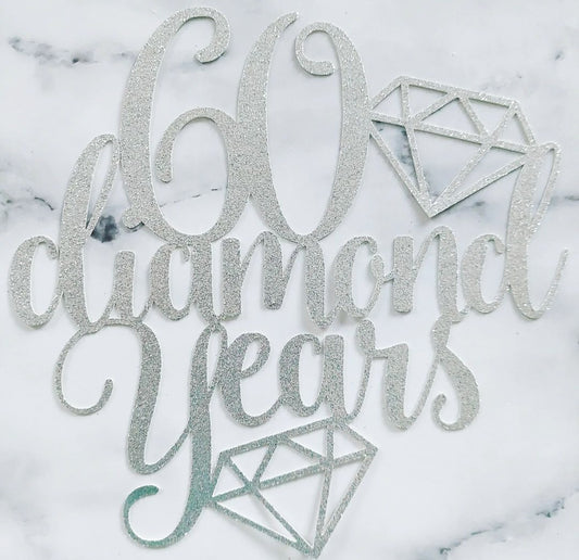 60 Diamond Years Card Cake Topper