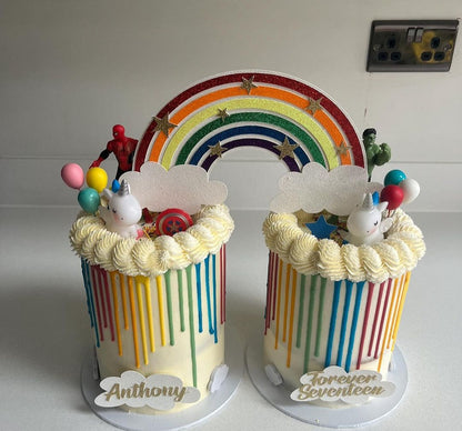 Double Rainbow Card Cake Topper