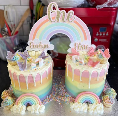 Double Rainbow Card Cake Topper