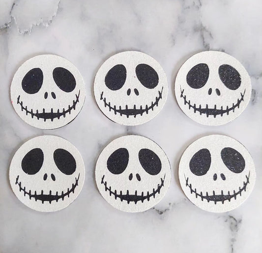 Skellington face glitter card cupcake topper