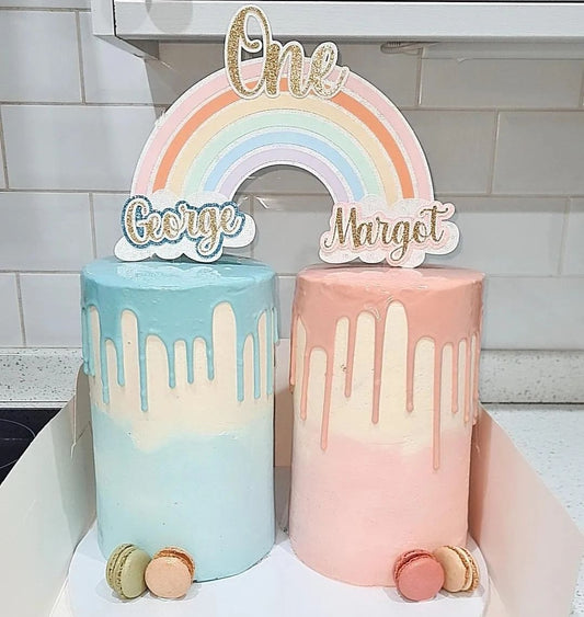 Double Rainbow Card Cake Topper