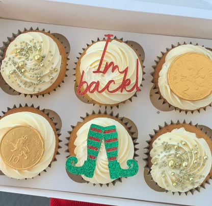 Elf Glitter Card Legs Cupcake Topper