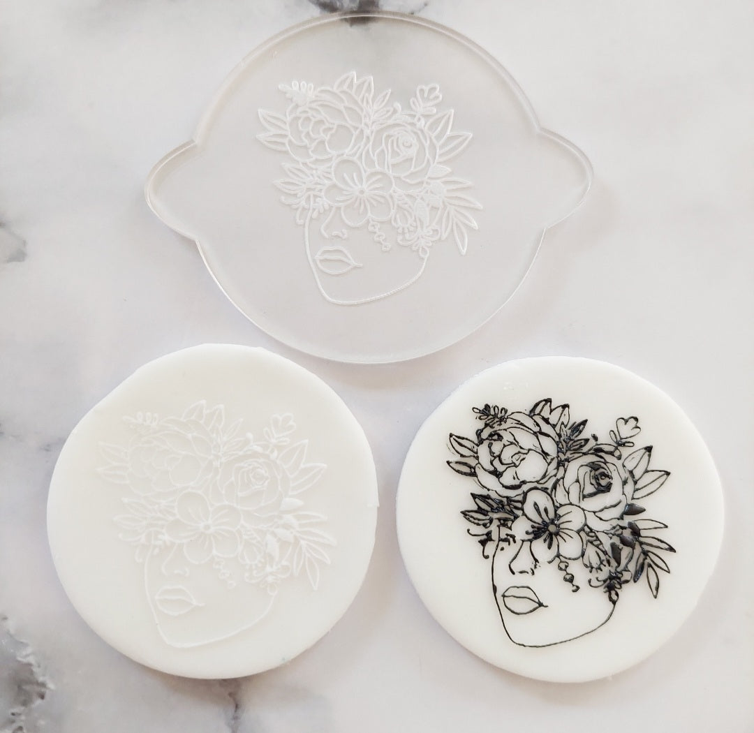 Floral Lady Debosser Stamp