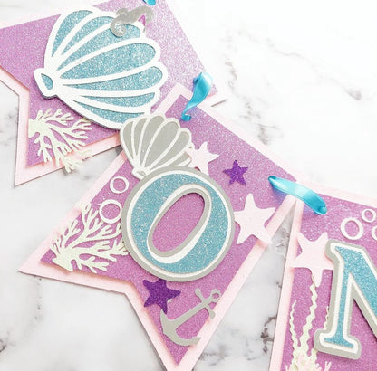 Mermaid, Under the Sea, Glitter Card Banner