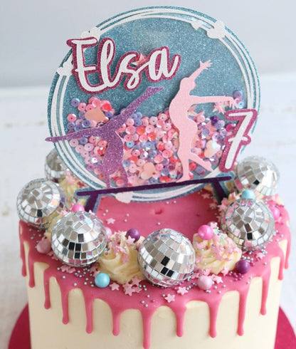 Gymnastics Sequin Shaker Cake Topper