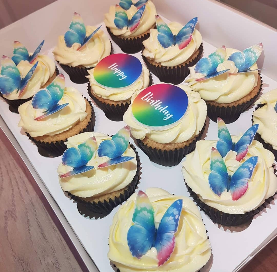 Rainbow Rice Paper Butterfly Toppers