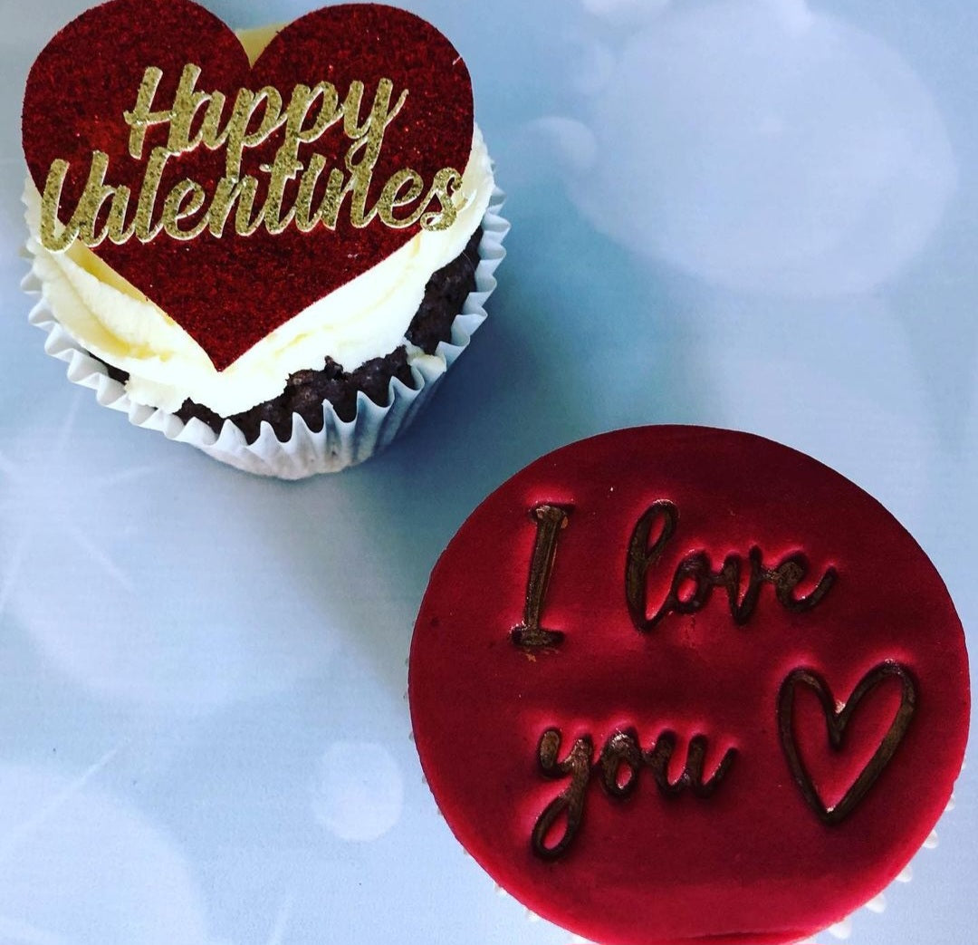 Valentine's Heart Cupcake Card Topper