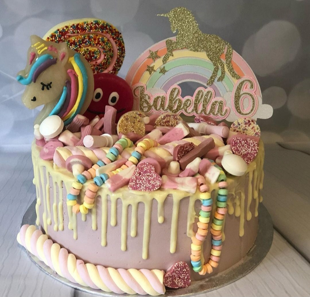 Unicorn Pastel Rainbow Cake Topper