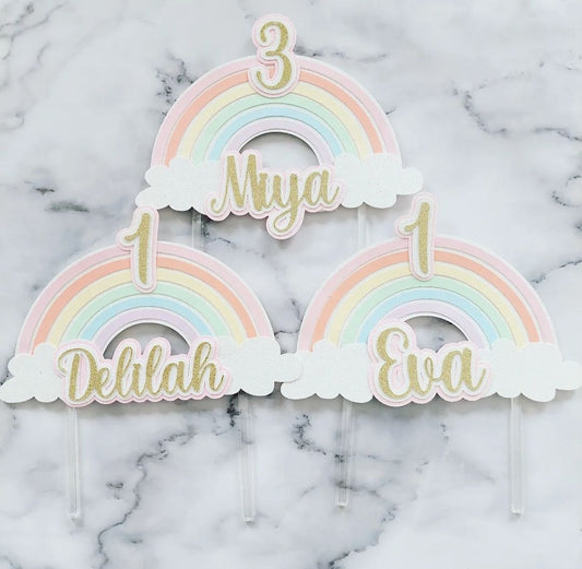 Pastel Rainbow Cake Topper