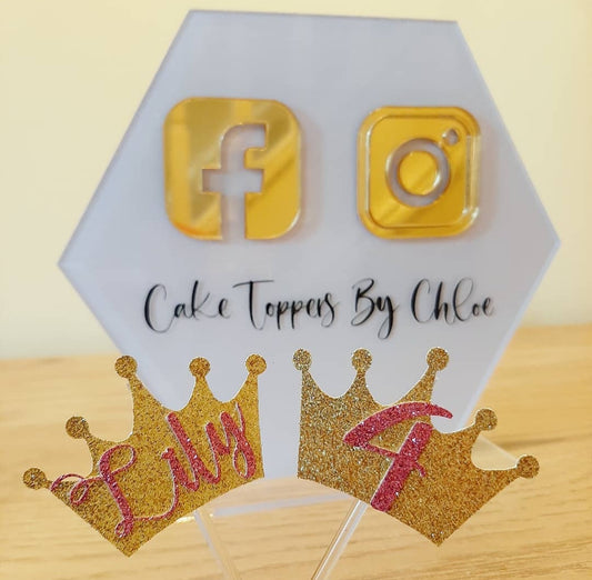 Princess Crown Glitter Card Cupcake Toppers