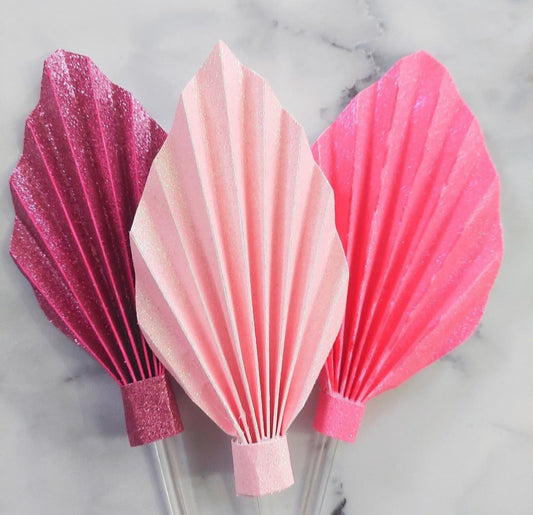 Trio Pink Glitter Card Spear Cake Toppers