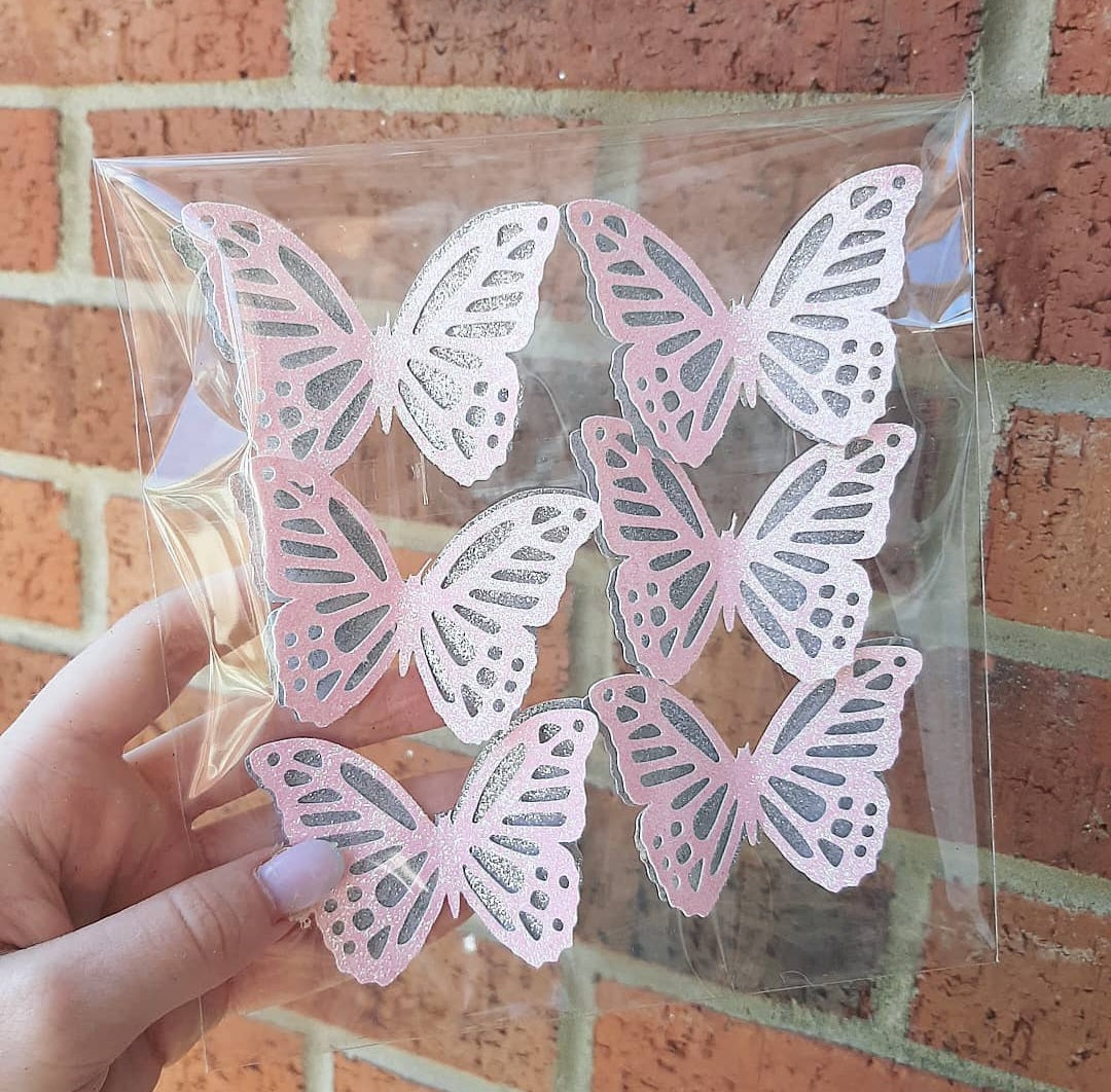 Butterfly #2 Mirror/Glitter Card Toppers